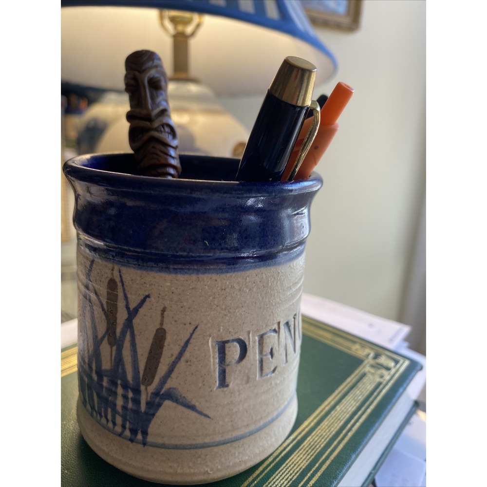 VTG Clay Pottery Handmade Pencil Cup Holder By Labaire Studio Art Pottery Signed